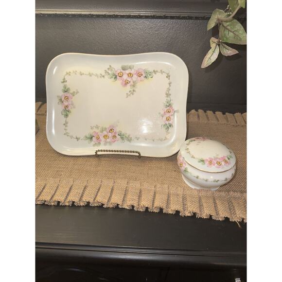 Weimar Porcelain Germany Serving Platter Floral Round Bowl Top Scalloped Edge - Picture 1 of 11